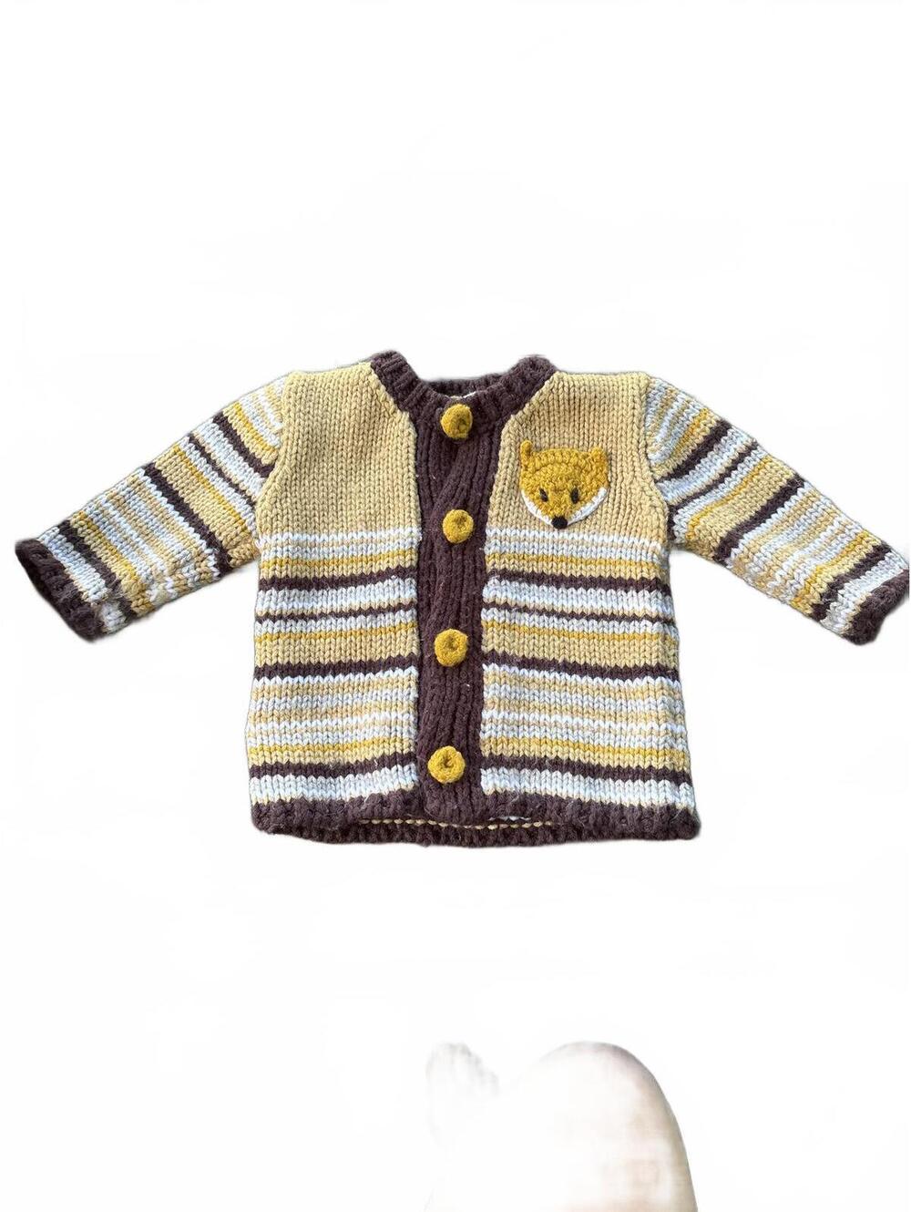 Huggalugs Knit Fox Cardigan with Knit Buttons - 12-18 months